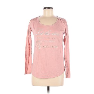 Maurices Long Sleeve Top Pink Print Scoop Neck Tops - Women's Size Medium