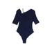 Bodysuit: Blue Solid Tops - Women's Size Small