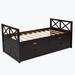 Home Decor Twin Solid Wood Daybed w/ Trundle in Brown/Green | 35.02 H x 78.72 W x 39.22 D in | Wayfair DAGESM000228AAP