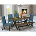 Red Barrel Studio® 6 - Person Acacia Solid Wood Dining Set Wood/Upholstered in Brown | 30 H x 36 W x 60 D in | Wayfair