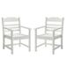 Wildon Home® Patio Dining Chair w/ Armset Set Of 2, Pure w/ Imitation Wood Grain Wexture Plastic/Resin in White | Wayfair