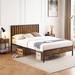 17 Stories Colverdale Full/Double Platform Bed Wood & Metal/Metal in Brown | 43.3 H x 54.33 W x 77.4 D in | Wayfair