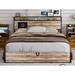 17 Stories Antonietti Lift Up Storage Bed, w/ 2-Tier Storage Shelf Headboard & Charging Station Wood & Metal/Metal in Brown | Wayfair