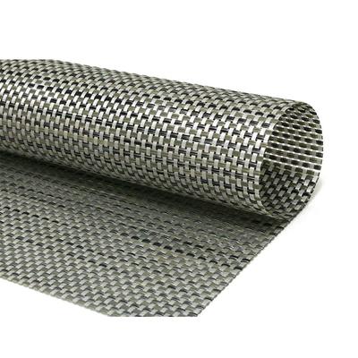 Front of the House RTL015SIV83 Rectangular Metroweave Woven Vinyl Placemat - 17 1/2" x 11 3/4", Silver, Multi-Colored