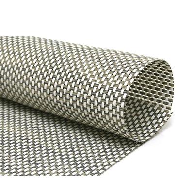 Front of the House XPM040TAV83 Rectangular Metroweave Woven Vinyl Placemat - 14" x 11", Tan, Multi-Colored