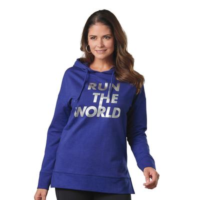 Vevo Active Women's Graphic Print Hoodie (Size L) Run the World, Cotton,Polyester
