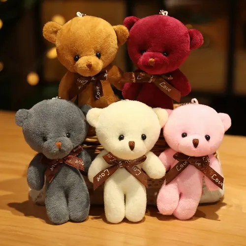 Neue Farbe Teddybär Puppen 12cm weiche Stofftiere tragen Plüsch tier Anhänger niedlichen niedlichen