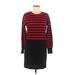 Uniqlo Casual Dress - Mini Crew Neck Long sleeves: Red Color Block Dresses - Women's Size Medium