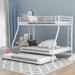 Twin over Full Bunk Bed with Twin Size Trundle and Two-Side Ladders,Bunk Bed with Sturdy Steel Frame