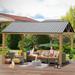 12 x14 ft Wood-Looking Hardtop Gazebo with Steel Roof for Outdoor Living, Durable Aluminum Frame, Rain and UV Protection