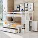 Twin over Full Bunk Bed with Storage Shelves and Drawers, Twin Bunk Bed Convertible Bottom Bed