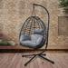 Artisan Outdoor Wicker Swing Chair With Stand for Balcony, 37"Lx35"Dx78"H