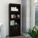 Particle Board 3-Open Shelfs Storage Bookcase with Door Cabinet, Black