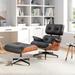 Full Grain Leather Modern Mid Century Lounge Chair and Ottoman