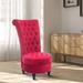 Retro Button-Tufted Royal Design High Back Armless Chair with Thick Padding and Rubberwood Legs