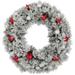 Pre-Lit Battery Operated Snowy Bristle Pine Christmas Wreath - 30" - Warm White LED Lights - Green