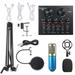 Anself Multifunctional Live Sound Card and BM800 Suspension Microphone Kit Broadcasting Recording Condenser Microphone Set Intelligent Audio Mixer Sound Card for Computer PC Live Sound