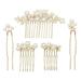 Sppry Wedding Pearl Hair Combs Set of 5 PCS - Elegant Hair Accessories for Bridal Women (Gold)