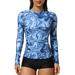 ATTRACO Womens Rash Guard Shirts Swim Tops Long Sleeve Swim Shirt Sun Protection Blue XL