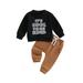 Wassery 2PCS Toddler Baby Boy Fall Clothes Toddler Long Sleeve Checkerboard Letter Print Sweatshirt Top Elastic Waist Sweatpants Newborn Casual Pants Sets Outfit 0-3Y