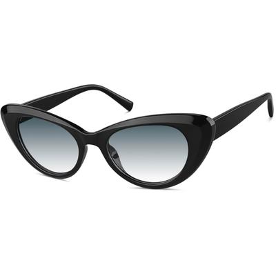 Zenni Women's Cat-Eye Rx Sunglasses Black Plastic Full Rim Frame