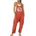 JWZUY Women s Summer Casual Jumpsuits V Neck Sleeveless One Piece Pants Romper with Pockets Orange XL