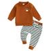 Kids Baby Boys Outfits Set Pumpkin Print Sweatshirt with Striped Sweatpants Suit Halloween Clothes