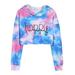 K ids Teen Girls Crop Tops Tie-Dye Hoodies Long Sleeve Pullover Sweatshirts Tops Sweaters for Toddlers Cropped Hoodie