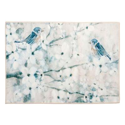 Spring Dogwoods and Songbirds Mat Off White 32 x 22, 32 x 22, Off White