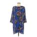Finn & Grace Casual Dress: Blue Print Dresses - Women's Size Medium
