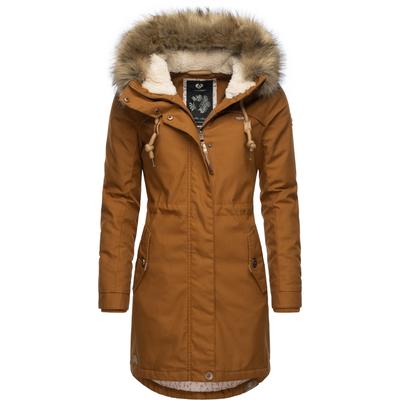 Winterjacke RAGWEAR "Tawny", Damen, Gr. 6XL (52), gelb (ocker), Außenmaterial: 65% Polyester, 35% Baumwolle, Innenfutter: 100% Polyester, Wattierung: 100% Polyester, modisch, tailliert ca. Mitte Oberschenkel, Langarm mit Knopf Rippstrickbündchen,... Image