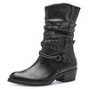 Cowboy Stiefelette MARCO TOZZI, Damen, Gr. 39, schwarz, Lederimitat, klassisch, Schuhe Cowboyboots Cowboy-Stiefelette Stiefelette, Blockabsatz, Kurzstiefel, Westernstiefelette mit Flecht-Zierriemchen