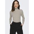 Rollkragenpullover ONLY "ONLKAROL L/S ROLLNECK PULLOVER KNT NOOS", Damen, Gr. S (36), schwarz-weiß (weißcap gray stripes:schwarz small stripes), Strick, Rippstrick, Obermaterial: 80% Viskose, 20% Nylon, gestreift, modisch, sehr figurbetont hüftlang,...