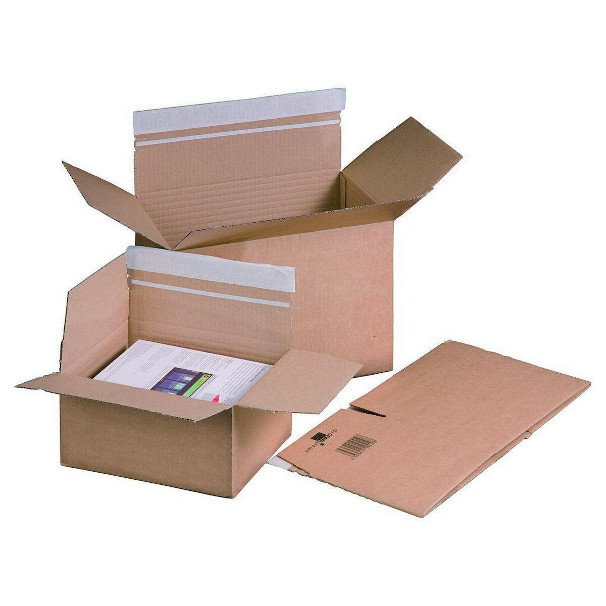 VEPATIM 10x Schnellaufrichtekarton 460x309x(180)-300mm variable Höhe Selbstklebeverschluss Aufreißfaden Automatikboden A3+ Image