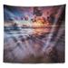 East Urban Home Beautiful Sea Waves At Sunset Beach Photo Tapestry Polyester in Black | 78 H x 92 W in | Wayfair 9A0C26CE697243DFA3C18C4645948961