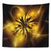 East Urban Home Shiny Gold Fractal Flower on Black Tapestry Metal in Black/Brown/Yellow | 32 H x 39 W in | Wayfair A9F5DDBC6E3F4F76998502F7F5249E4F