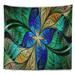 East Urban Home Abstract Blue Green Fractal Flower Petals Tapestry Metal in Black/Green | 32 H x 39 W in | Wayfair E54451A3A8A24AF19F2DF01185BB35DE