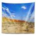 East Urban Home Landscape Photo Rocky Mountain in Desert Tapestry Polyester in Blue/Brown/White | 60 W in | Wayfair