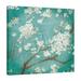 World Menagerie 'White Cherry Blossoms I Aged no Bird' by Danhui Nai - Painting Print on Canvas in Blue/Brown/Green | 18" H x 18" W x 1.5" D | Wayfair