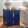 Wrought Studio™ Einte End Table LED Bedside Table for Bedroom Wood in Blue | 19.7 H x 17.7 W x 15 D in | Wayfair E1E898C3F10B4597BA98F9DD62014A25