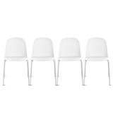 Latitude Run® Odling Modern Dining Stacking Chairs Metal Chrome Legs w/ Solid Back Stackable set of 4 Plastic/Acrylic/Metal in White | Wayfair