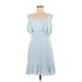 Guess Casual Dress - Mini Scoop Neck Sleeveless: Blue Print Dresses - Women's Size 10