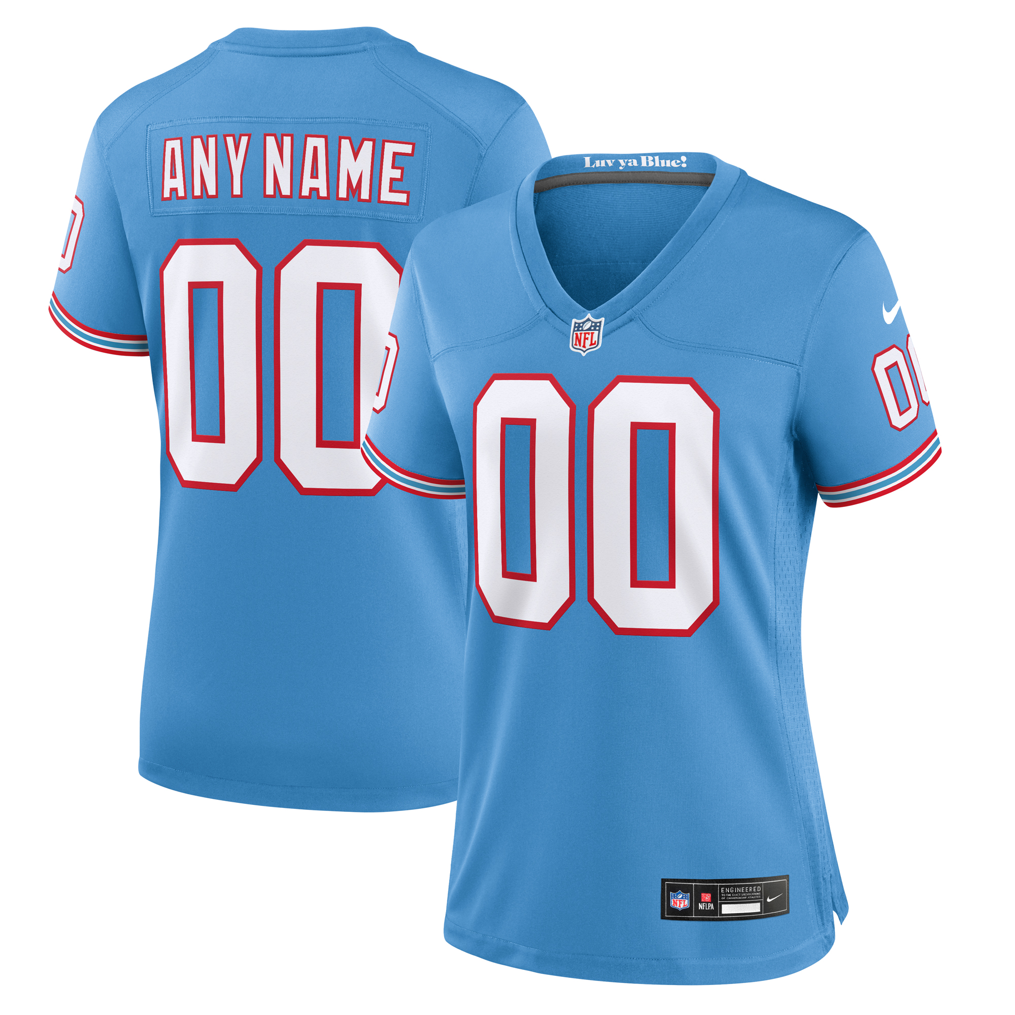 Tennessee Titans Nike Secondary Alternate Oilers Throwback-Spieltrikot – Personalisiert – Damen Image