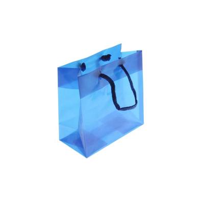 6 5/16" x 3" x 6 5/16" Blue Glossy Clear Colored Gift Bag 10 Pieces