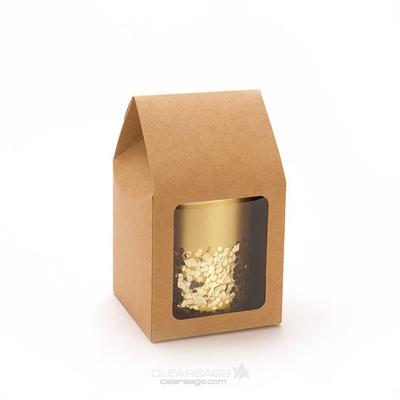 Kraft Tapered Tote Box - Good For Cupcakes Candles Small Plants Box Size: 3 1/2" x 3 1/2" x 6 1/2" 25 Boxes Crystal Clear Boxes