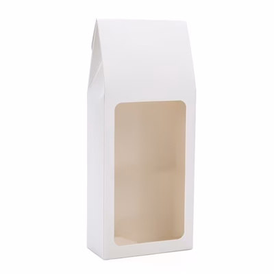 White Tapered Tote Box - Good For Rock Candy Holiday Treats Box Size: 3 1/2" x 1 3/4" x 8 1/2" 25 Boxes Crystal Clear Boxes