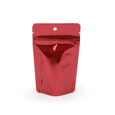 Red Metallized Stand Up Zipper Pouch with Hang Hole 3 1/8