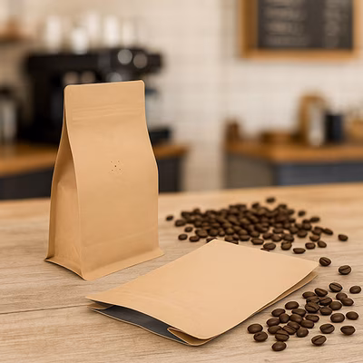 Coffee Bags Kraft Zipper Bags 5" x 3 1/8" x 8" 50 Pieces ClearBags