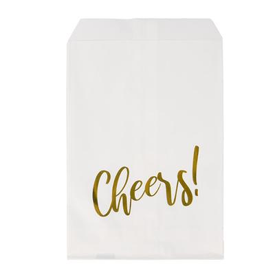 Paper Treat Bags Gold Cheers 5" x 8" 100 pack