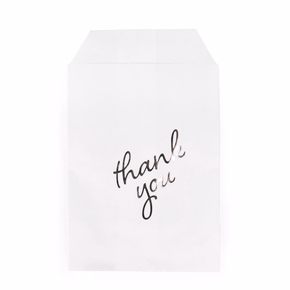 Paper Treat Bags Silver Thank You 3" x 5" 100 pack GPB35ST